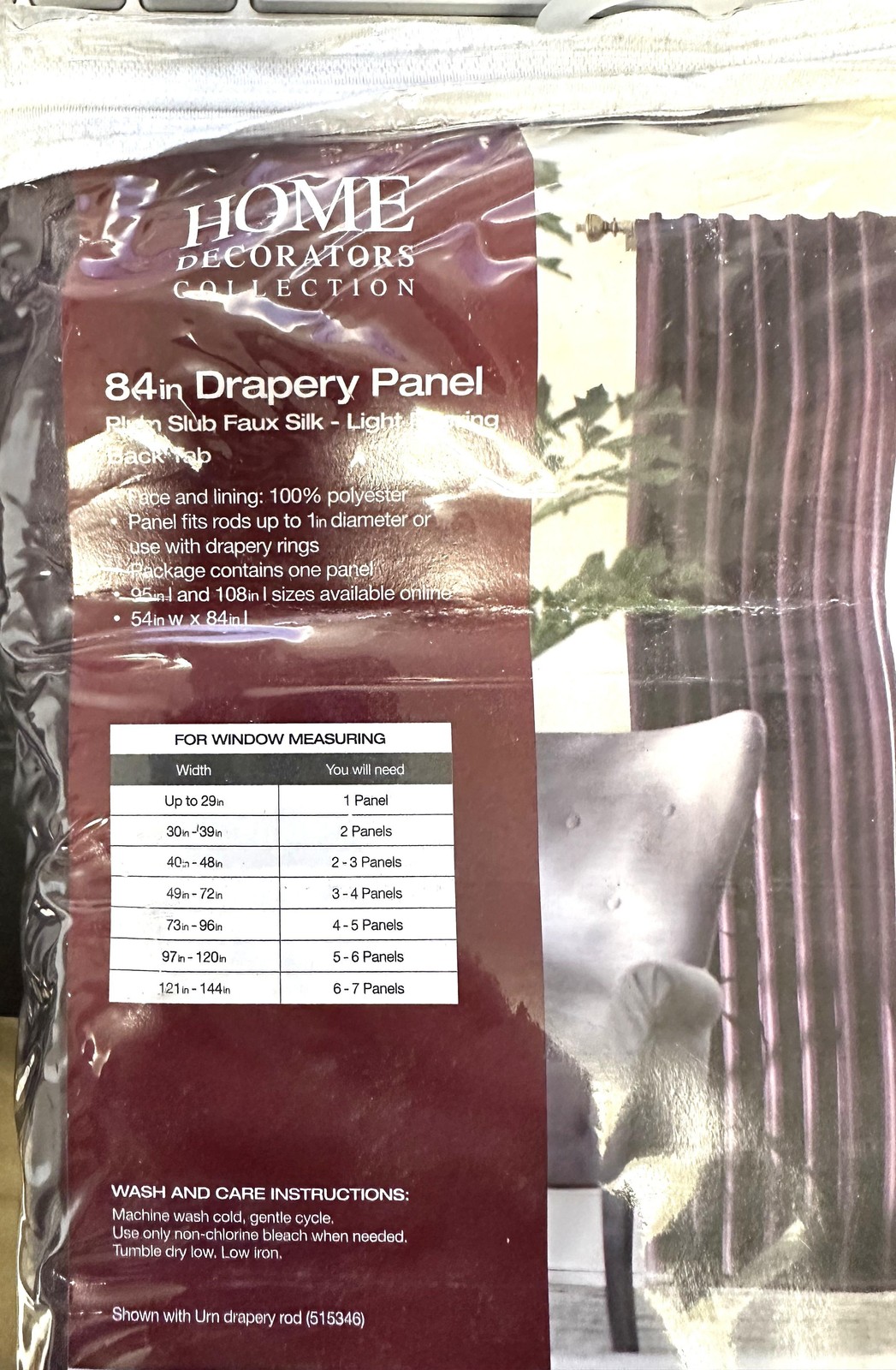 Home Decorators Collections Plum Slub Faux Silk Curtain, 54in W x 84in L