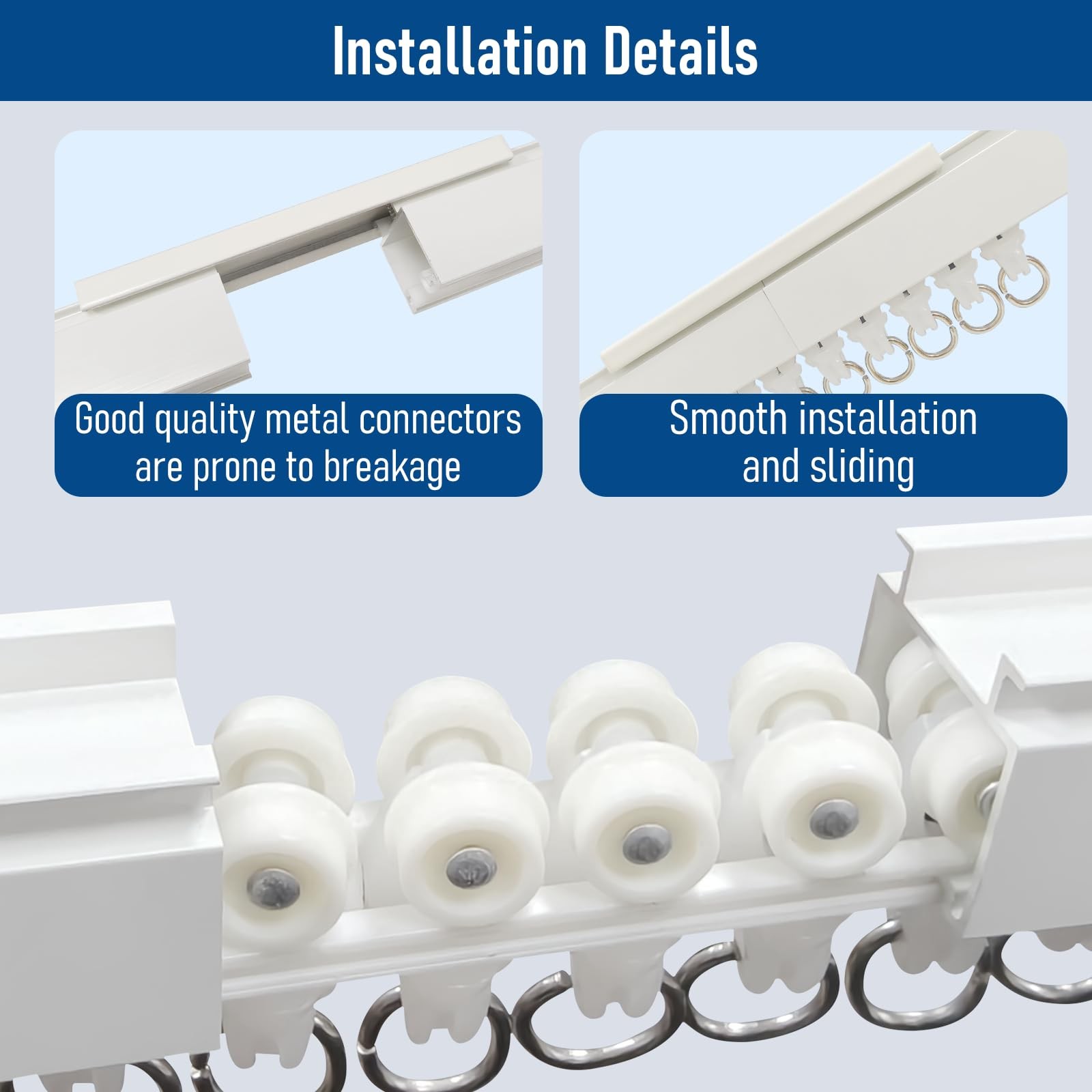 Curtain Track Ceiling or Wall Mount Curtain Tracks 12FT White with Hooks Room…