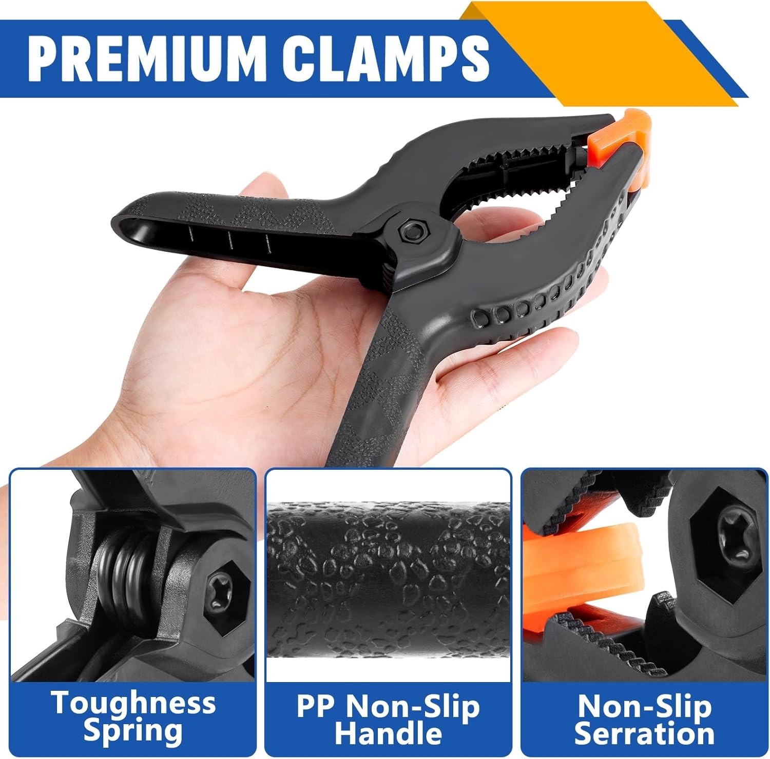 10 Pack 6 inch Plastic Spring Clamps, Black Heavy Duty Clips, Backdrop Clips,…