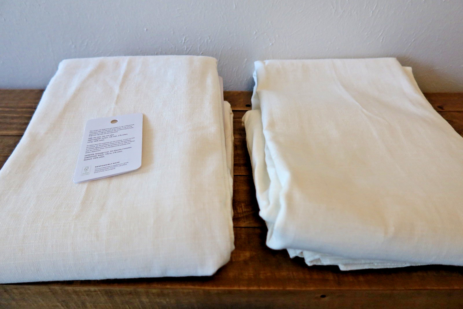 New Set/2 Pottery Barn Emery Linen/Cotton Curtain 50”x84” Ivory, Light Filtering
