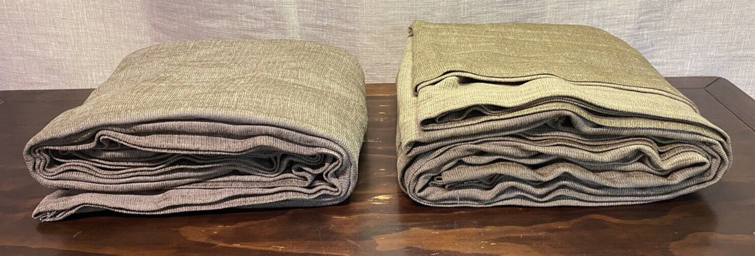 2 CROSCILL HOME Poly Chenille 107″ x 45″ Window Scarfs Light Brown & Sage Green