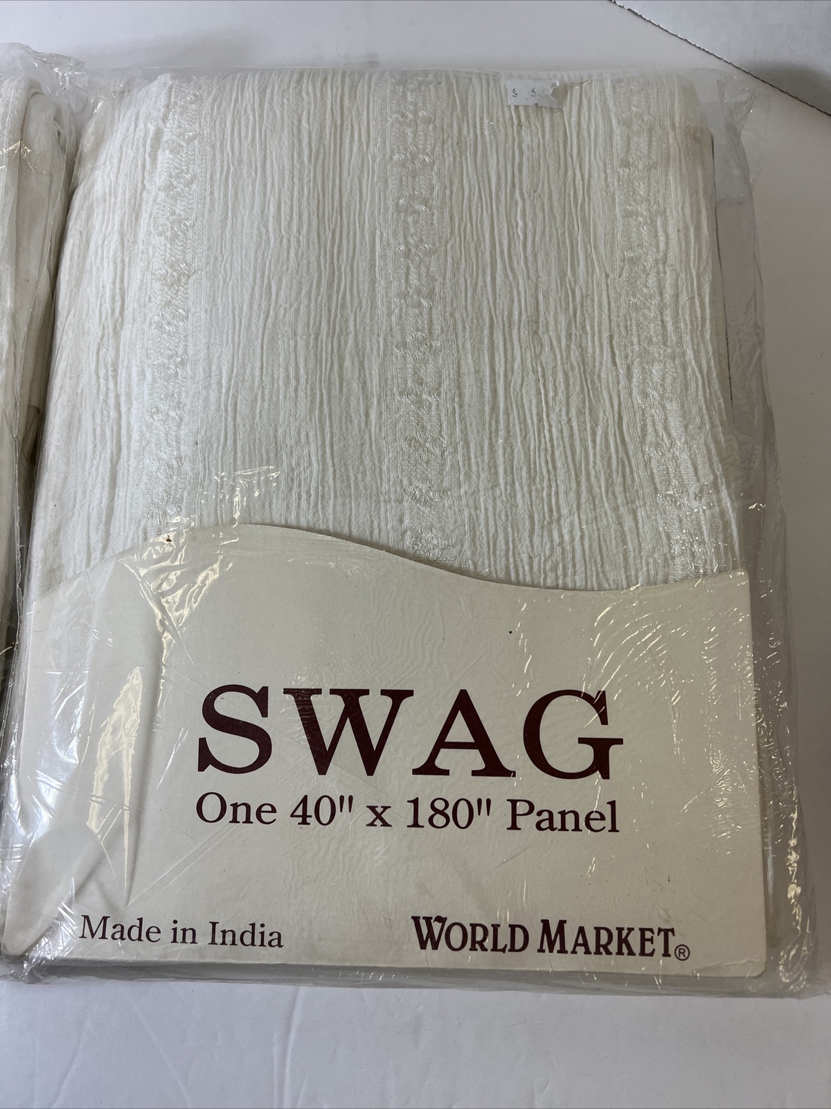 ~ Vintage Swag Panel Window Curtain Embroidered White 40”x 180” NEW Lot Of 2