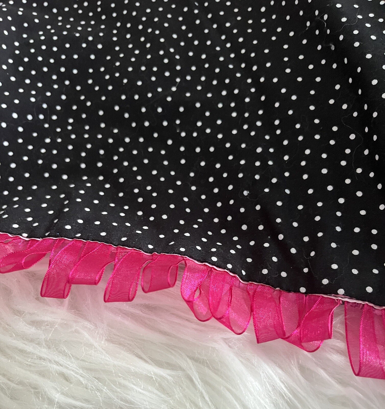 RETRO 38” L Reversible ValanceBlack/White PolkaDot/Fushia Pink & Flip Floral🩷🖤