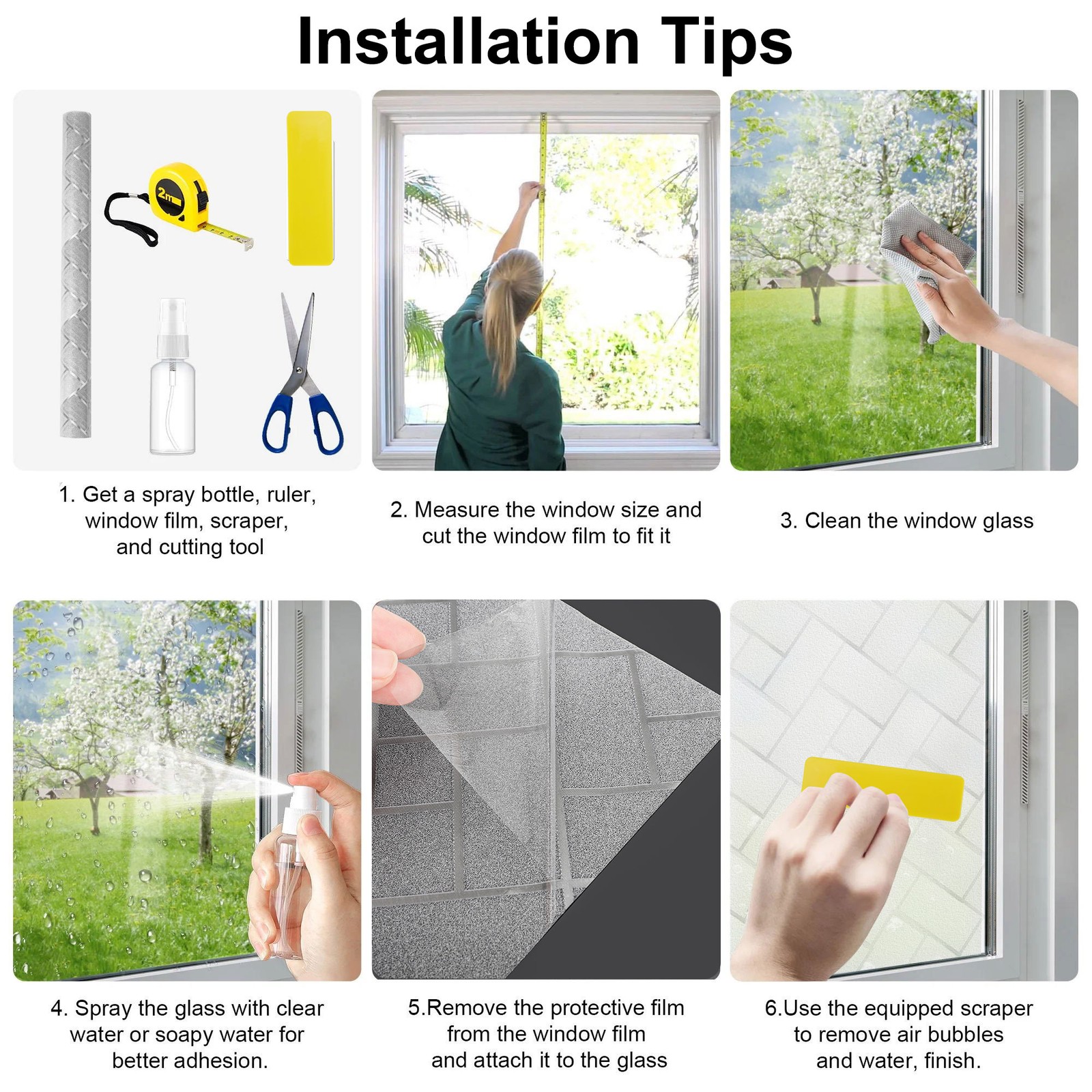 Waterproof Self-Adhesive Privacy Window Film Static Glass Sticker for Home Decor