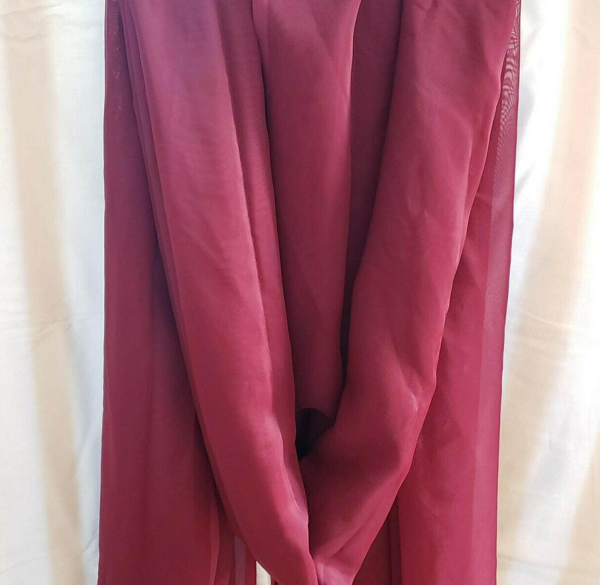 Scarf Valance Window Topper, Burgundy Voile Sheer Swag Curtain Accent, 55″x210″