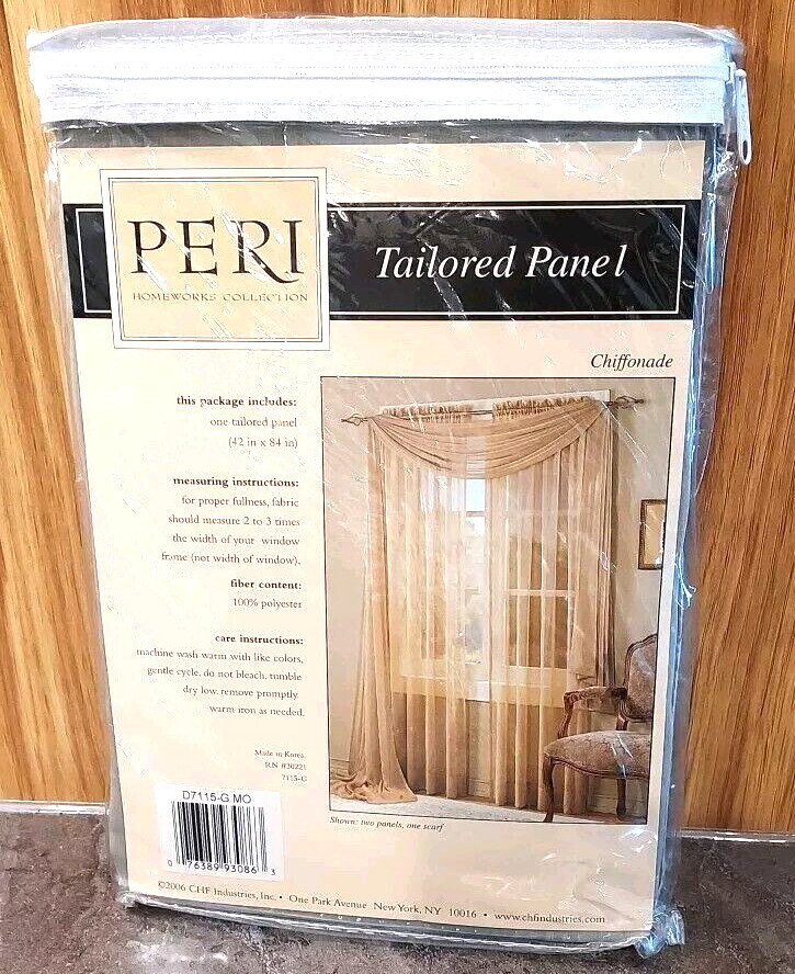 Vtg PERI Homeworks Collection Tailored Curtain Panel Chiffonade 42 x 84 GREEN