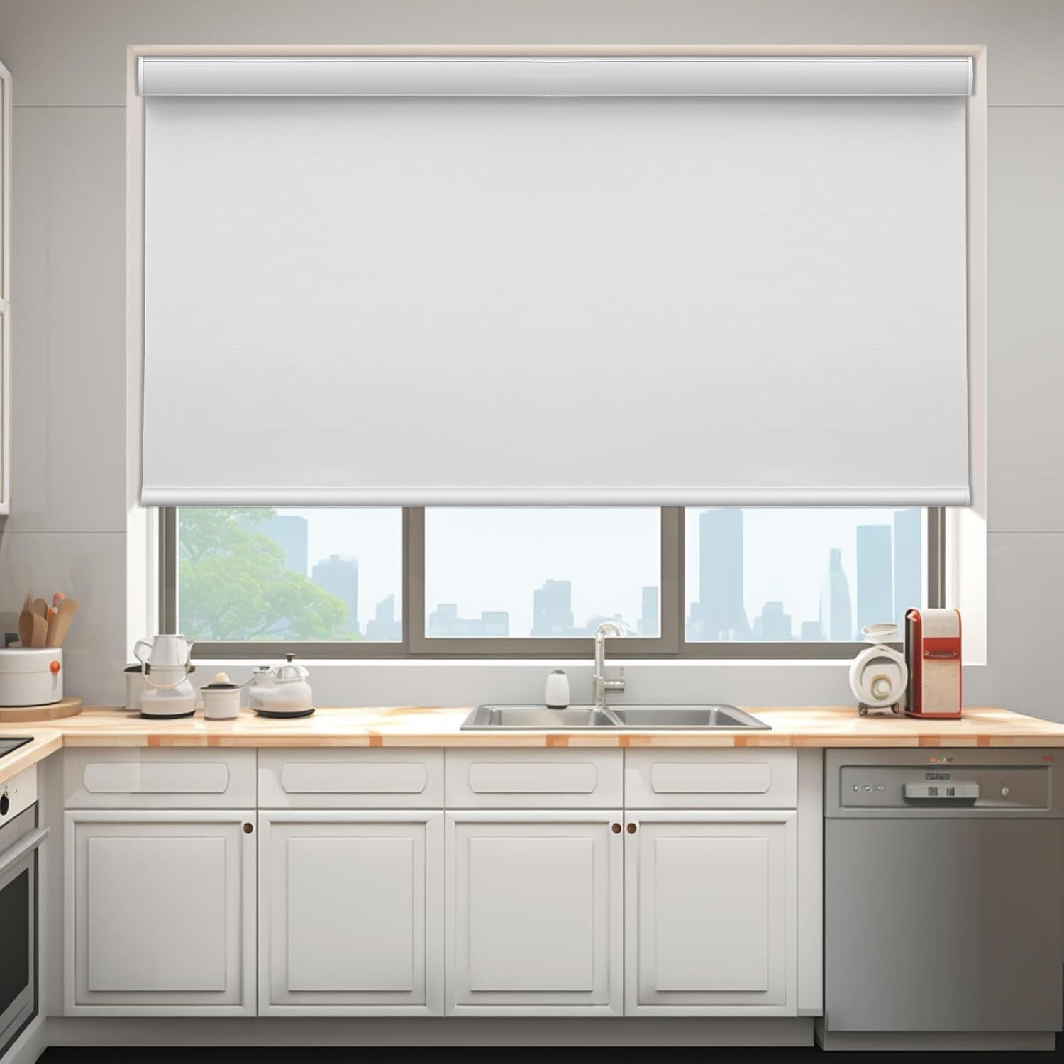 Changshde CUSTOM 100% Blackout Cordless Window Blinds Roller Shade Roll-up Blind