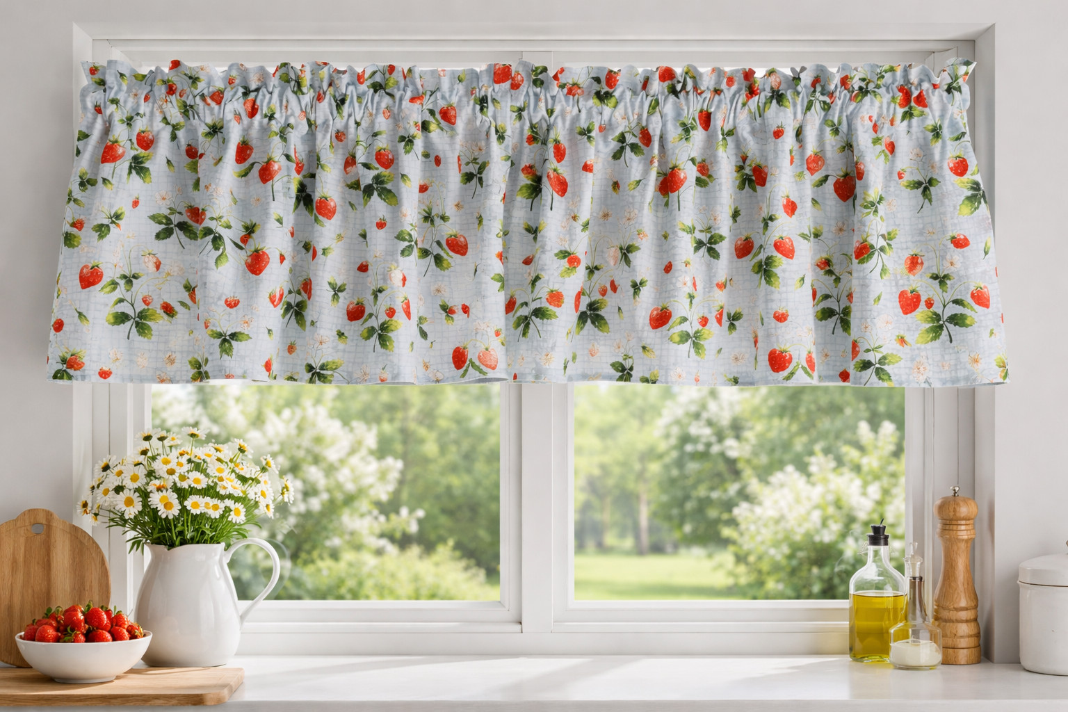 Strawberry Kitchen Valance Curtain