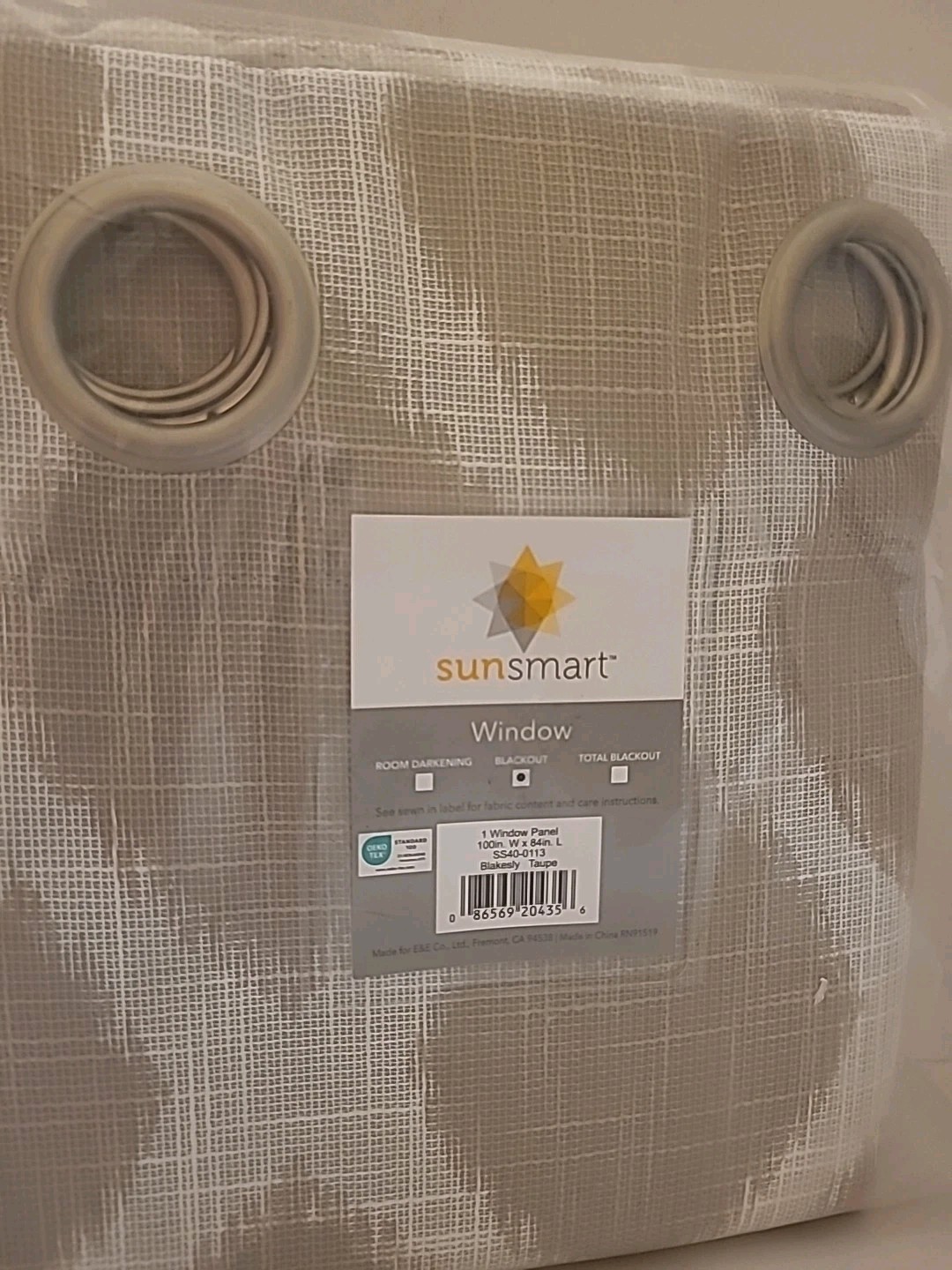 SunSmart Modern Printed Blackout Curtain 100″W x 84″L for Patio Office TAUPE