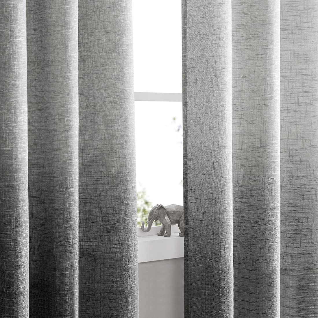Ombre Window Curtain Panel Linen Gradient Print on Rayon Blend Fabric Drapery…