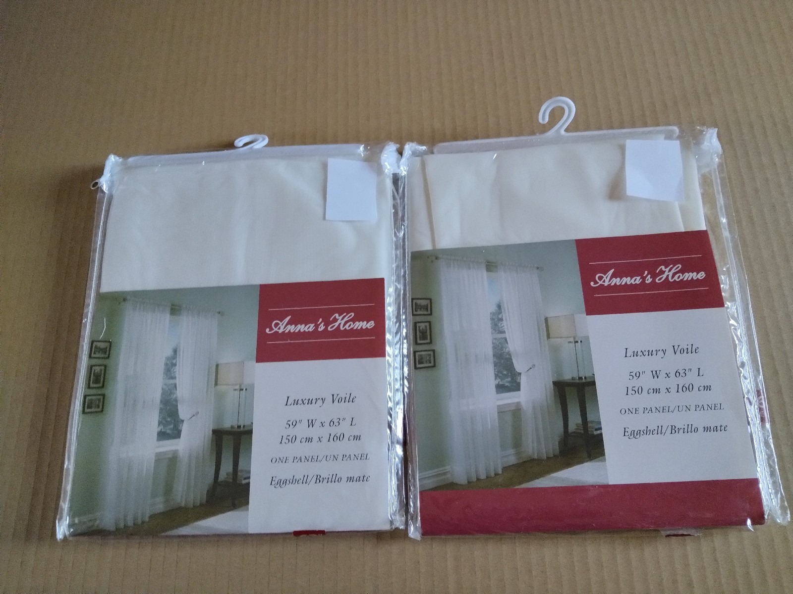 Sheer White (Egg shell color )Curtains, 2 panels, 1 pair, 59 x 63 in.