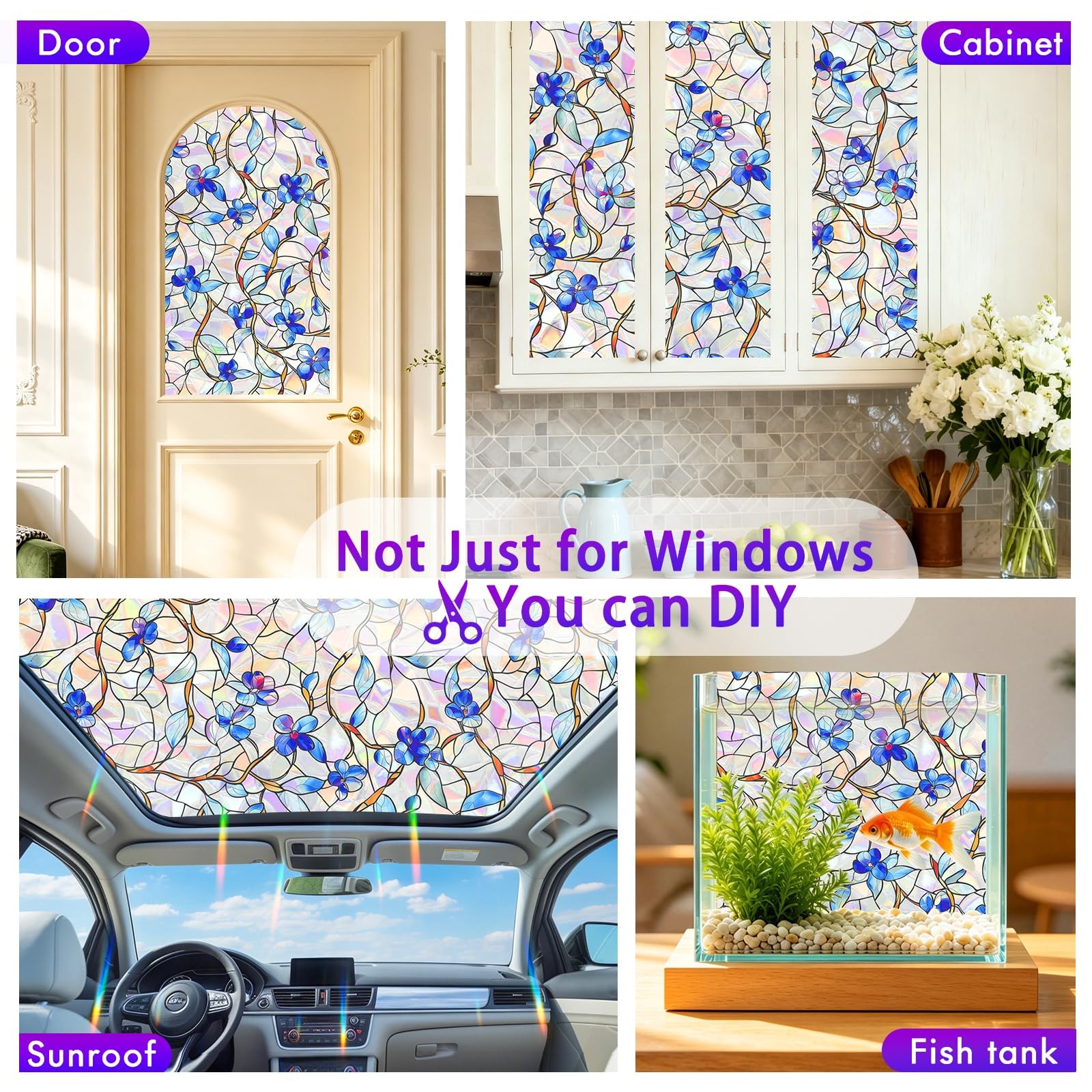 SOMWISE Rainbow Window Privacy Film,Heat Control,UV Blocking,Anti-Glare,Day &…