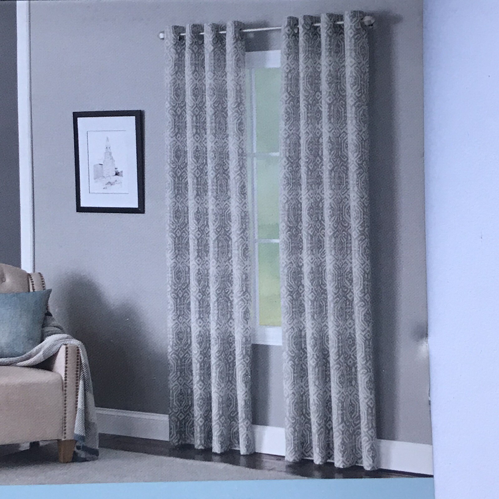 LIVING LOGIC Indy 50 in. x 84 in. Grommet Top Panel in GRAY – Poly Cotton NEW