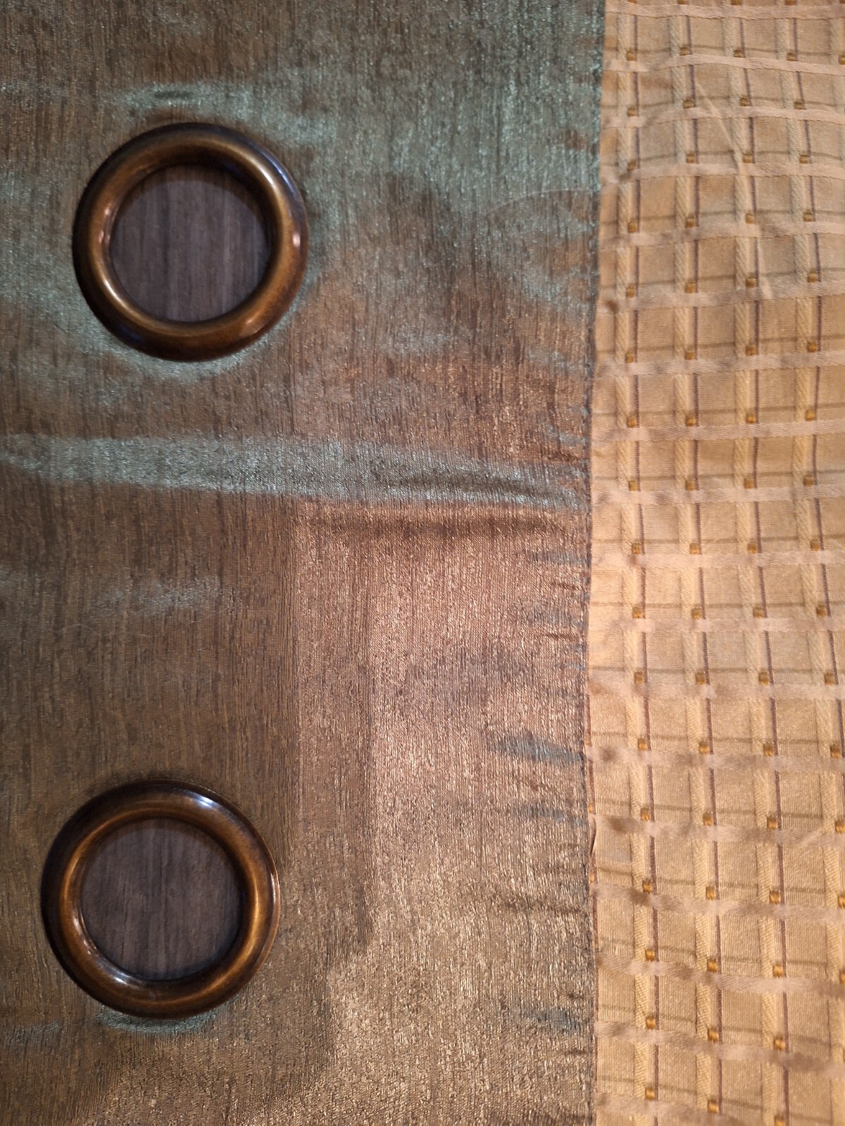 Drapery Panels Pair 84″ Long 51″ Wide Each Grommets Lined Green Gold Quality