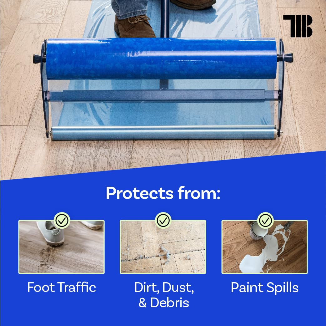 Blue Self-Adhesive Floor Protection Film 24″ x 500′ for Moving & Painting