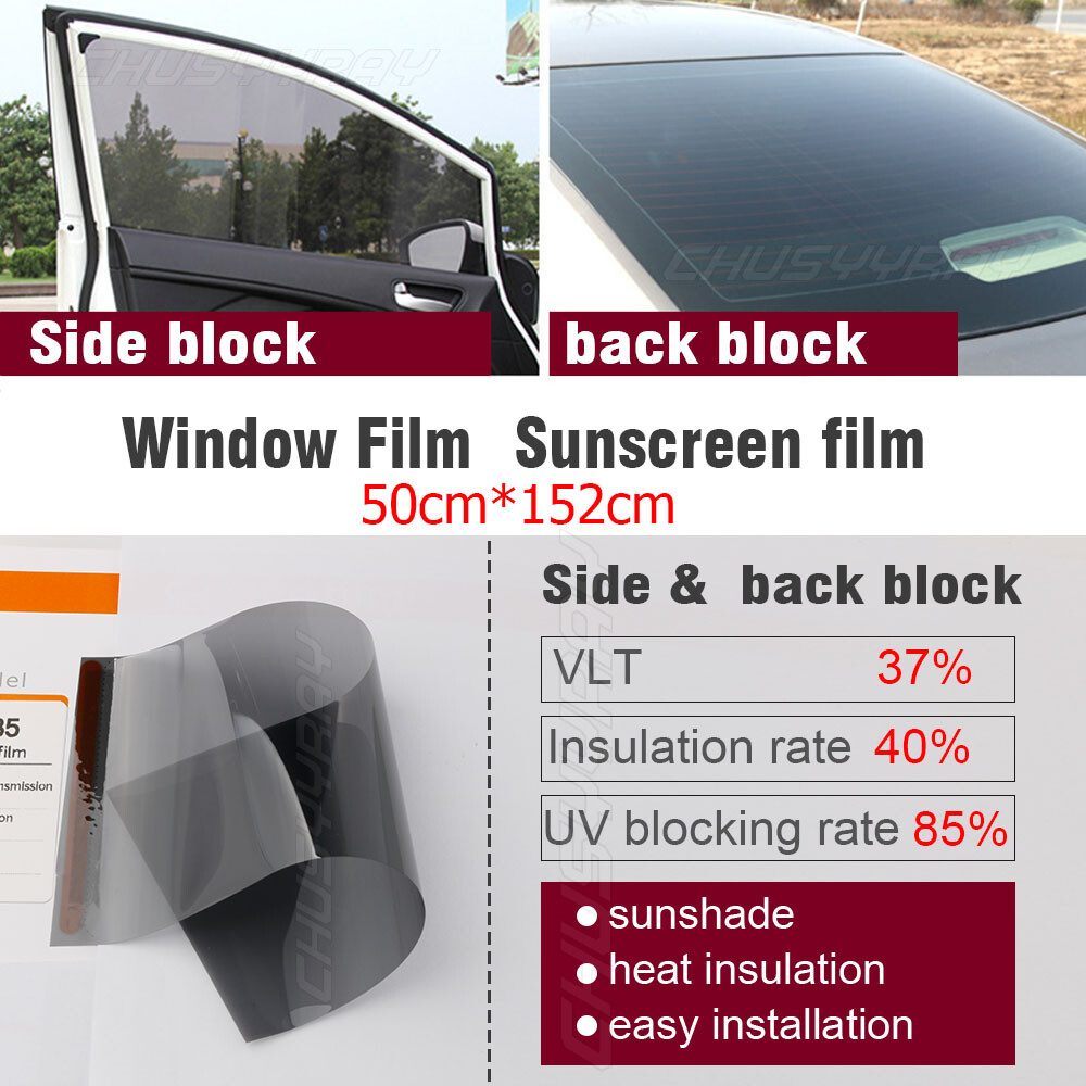 BLACK WINDOW TINT FILM AUTO CAR OFFICE TINTING SUPER DARK LIMO 35% 50X152CM