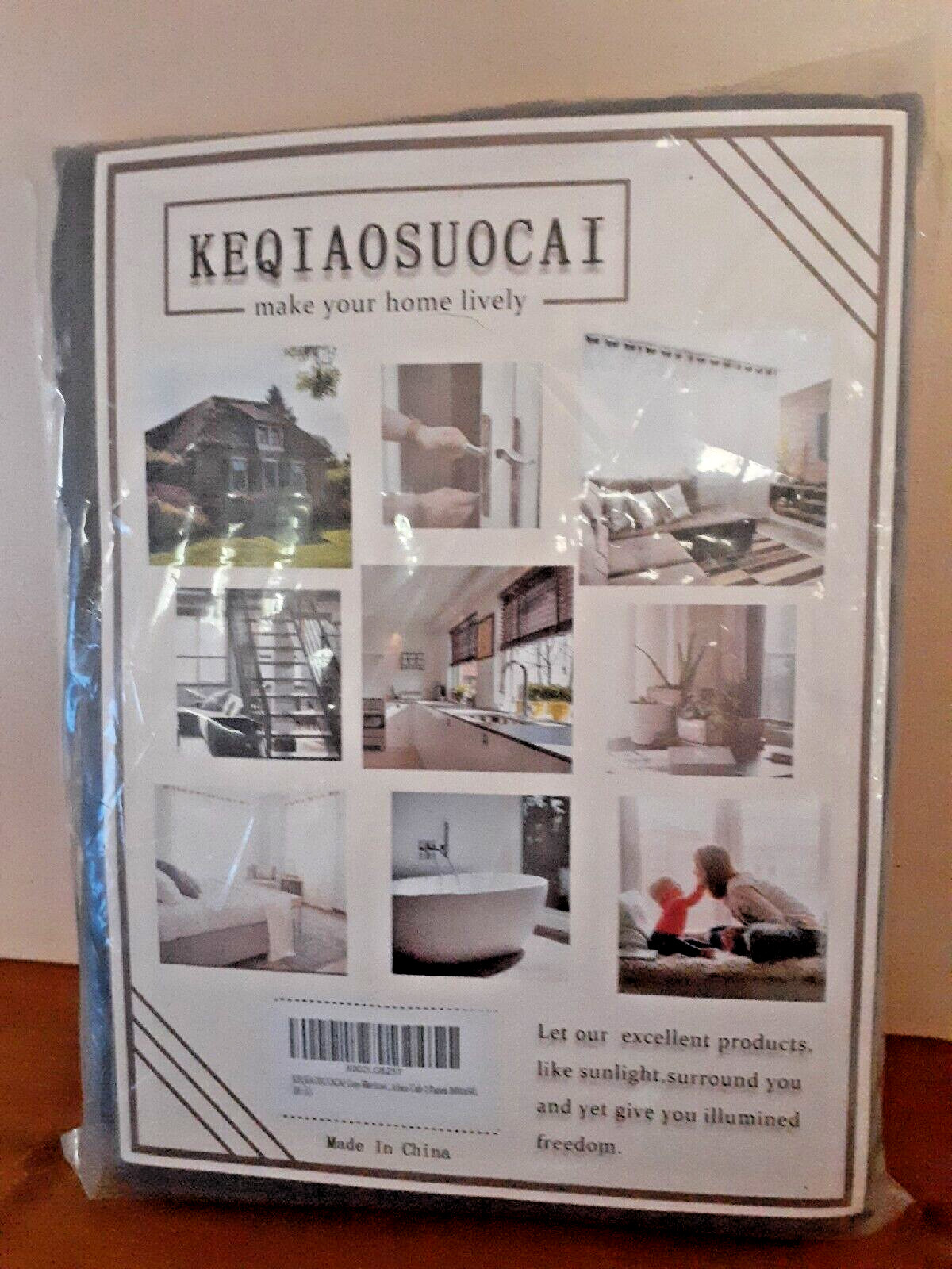 KEQIAOSUOCAI Gray Black Out Kitchen Café 2 Panels 34 W X 54 L New in Package