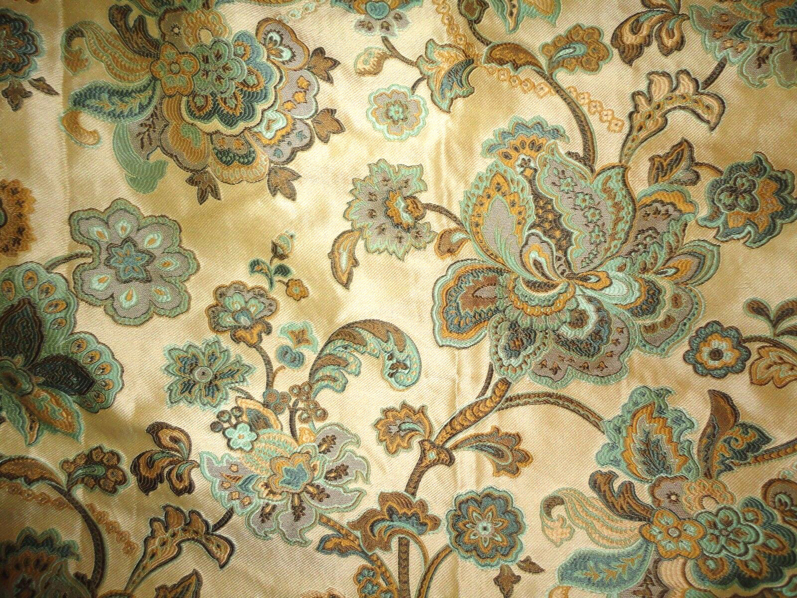 CHRIS MADDEN TURQUOISE GOLD BROWN (PAIR) UNLINED PANELS W/TIEBACKS 42 X 84