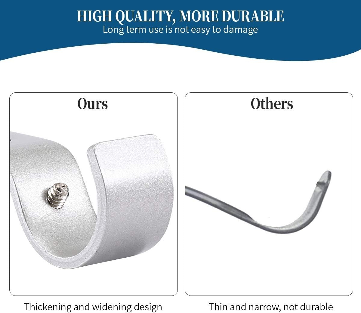 Heavy Duty Adjustable Curtain Rod Brackets Rod Holders for 1 Inch Rod, Silver…
