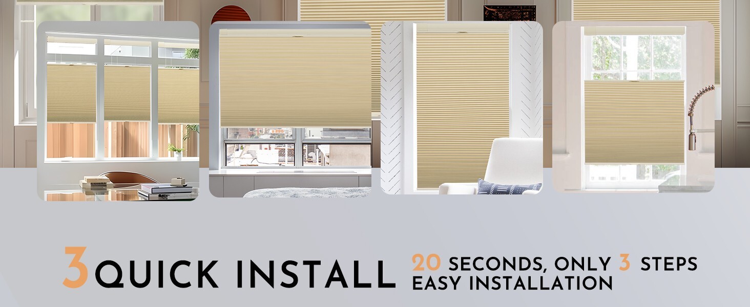 No Drill Top Down Light Filtering Brown Cellular Shade Cordless Honeycomb Blinds