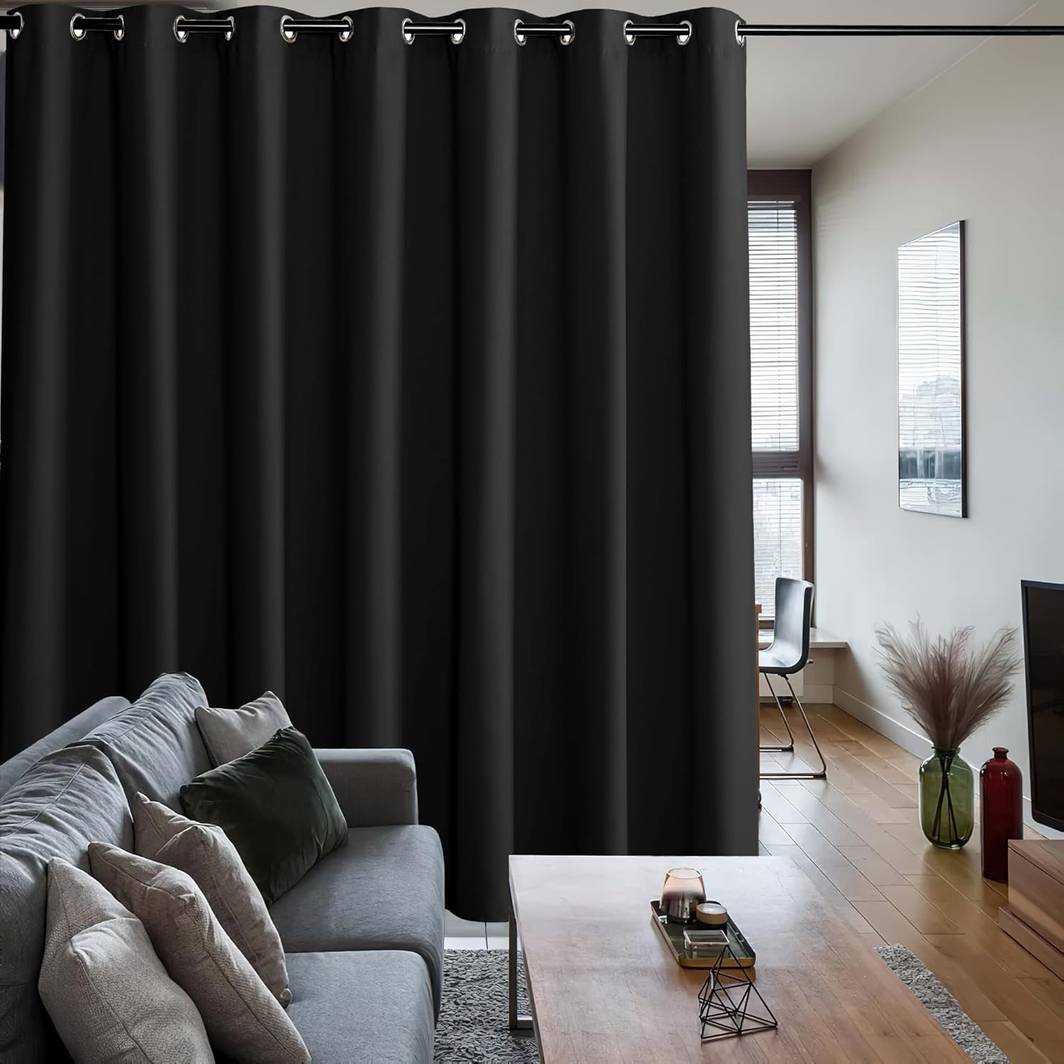 Extra Wide Curtains Blackout – 100% Privacy Backdrop Curtains & Drapes for Slidi