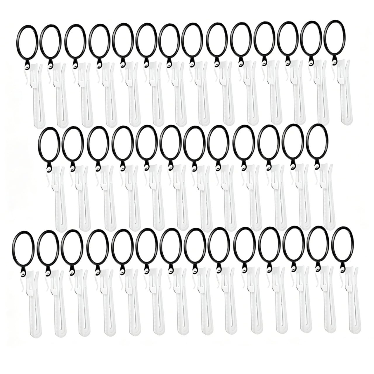 42 Pack Curtain Rings with Hooks 1.25 in Diameter Fits 1 in Curtain Rod