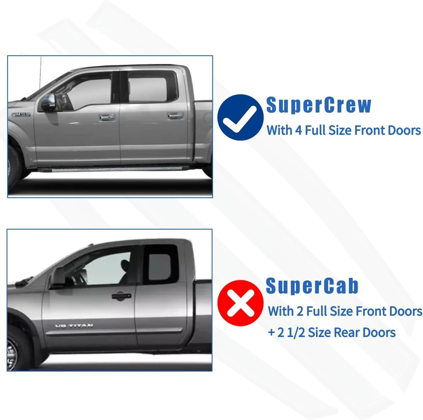 4PCS Window Rain Guards Shield Fit for 2001-2003 Ford F150 SuperCrew Cab, Out