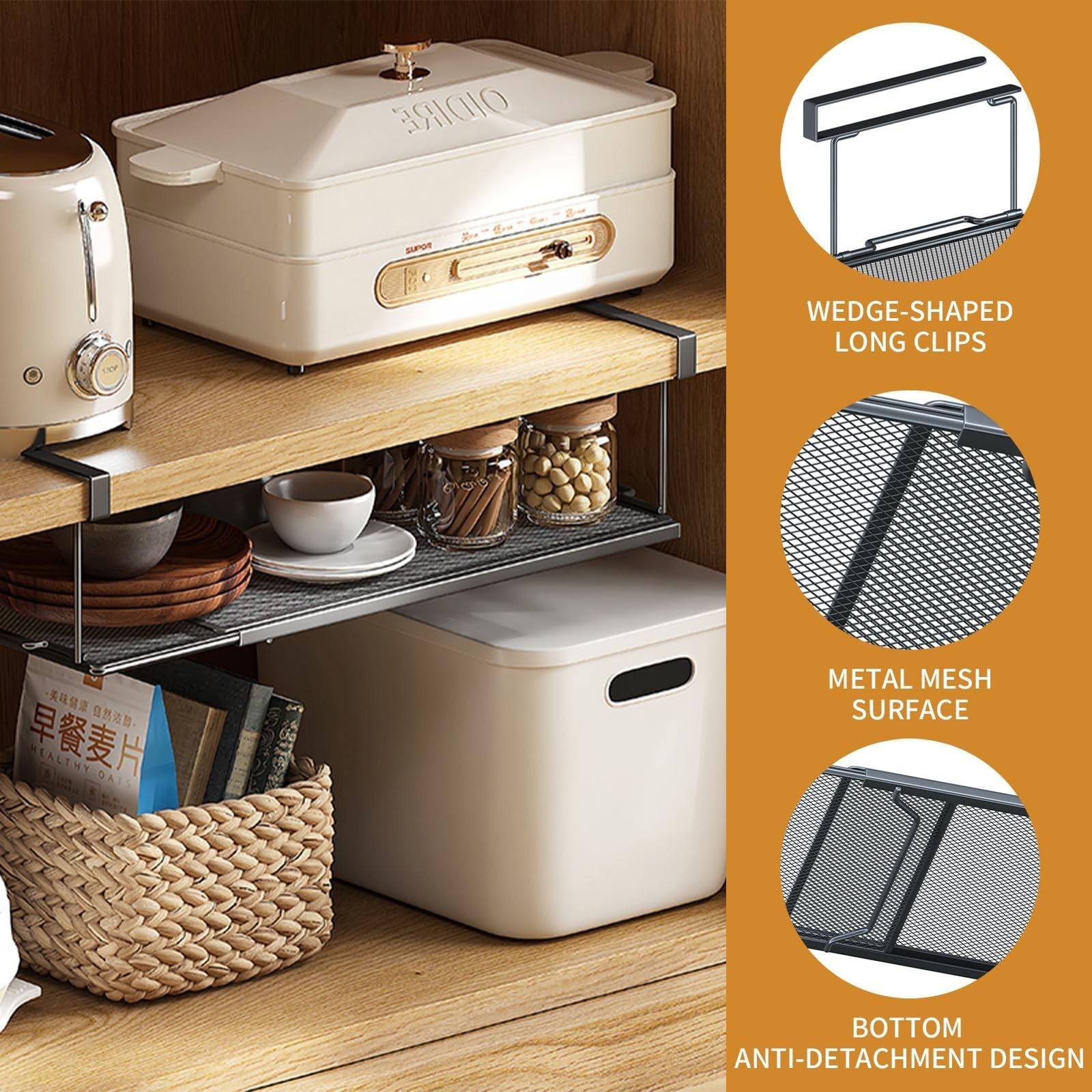 Expandable Hanging Under Shelf Storage Basket,Under Shelf Storage Basket Orga…