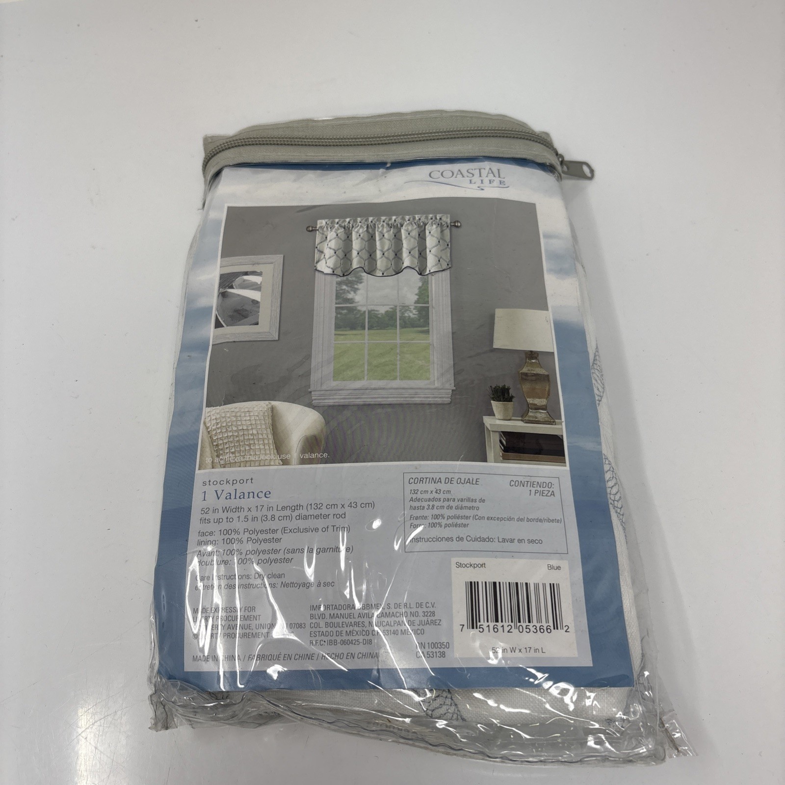 Coastal Life Top Treatment Stockport 1 Valance In Blue 52” X 17”