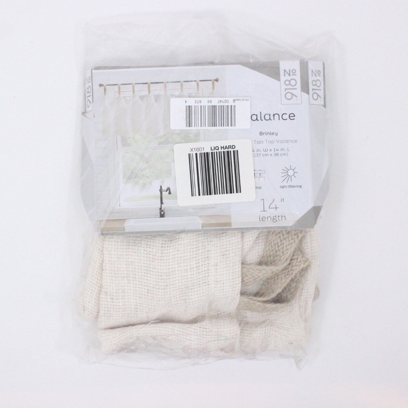 No 918 Brinley Tab Top Tailored Valance 54″x18″ Natural Window Curtain