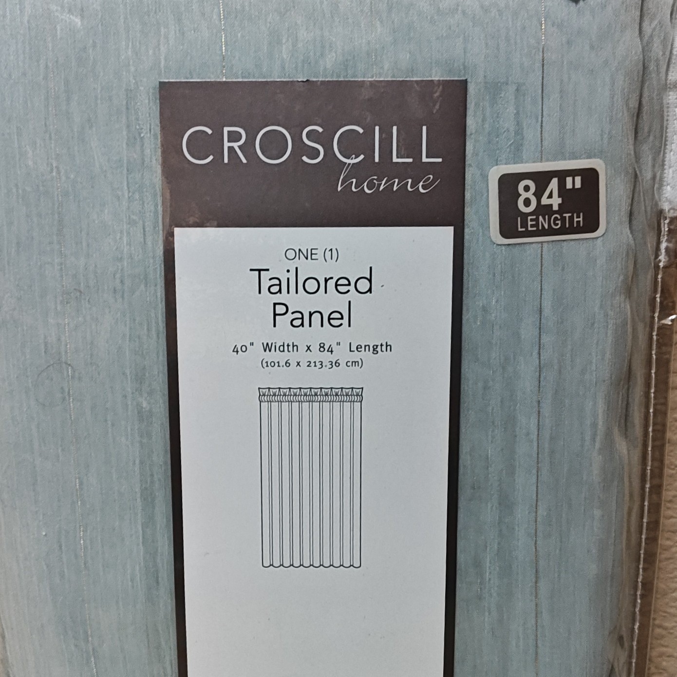 Croscill Carisa Tailored Curtain Panel 40×84 Aqua Blue Gold Pinstripe 8081