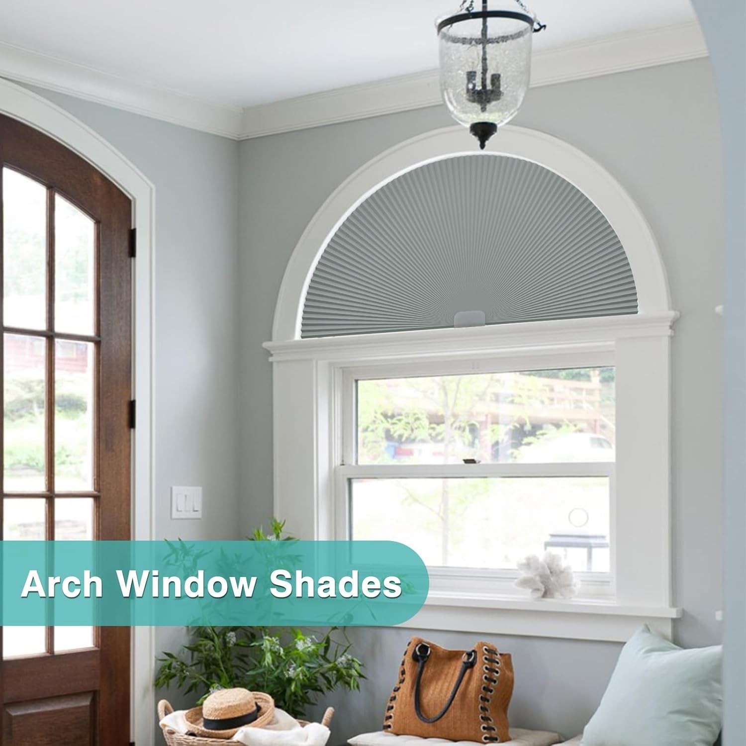 Blackout Cellular Shades Window Coverings for Arches 24 Inch Radius No Drill