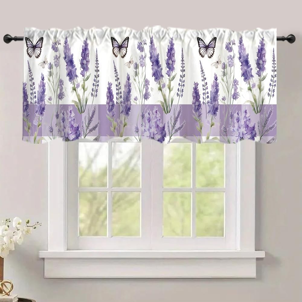 54×18 Inches Watercolor Floral Window Treatment Valance Farmhouse Wildflowers