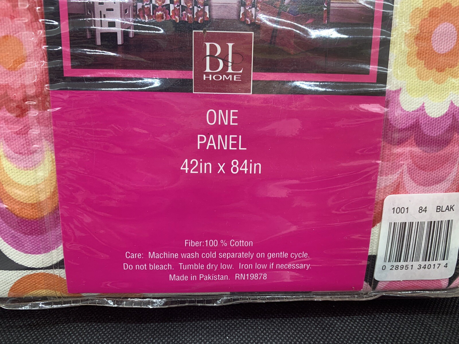 One Panel Drape Curtain 44 in x 84 in Flower Power Pink by BL Home UNOPENED NEW