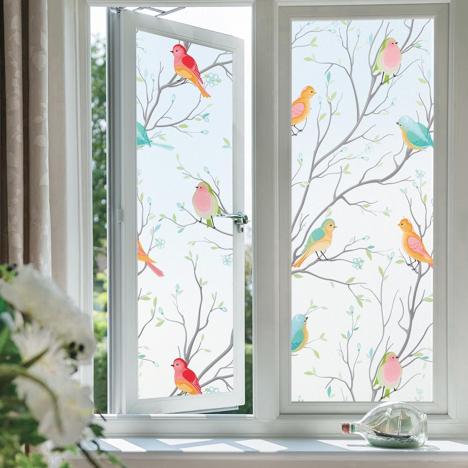 Coavas Frosted Window Privacy Film for Glass, Decorative Stained Static Cling…