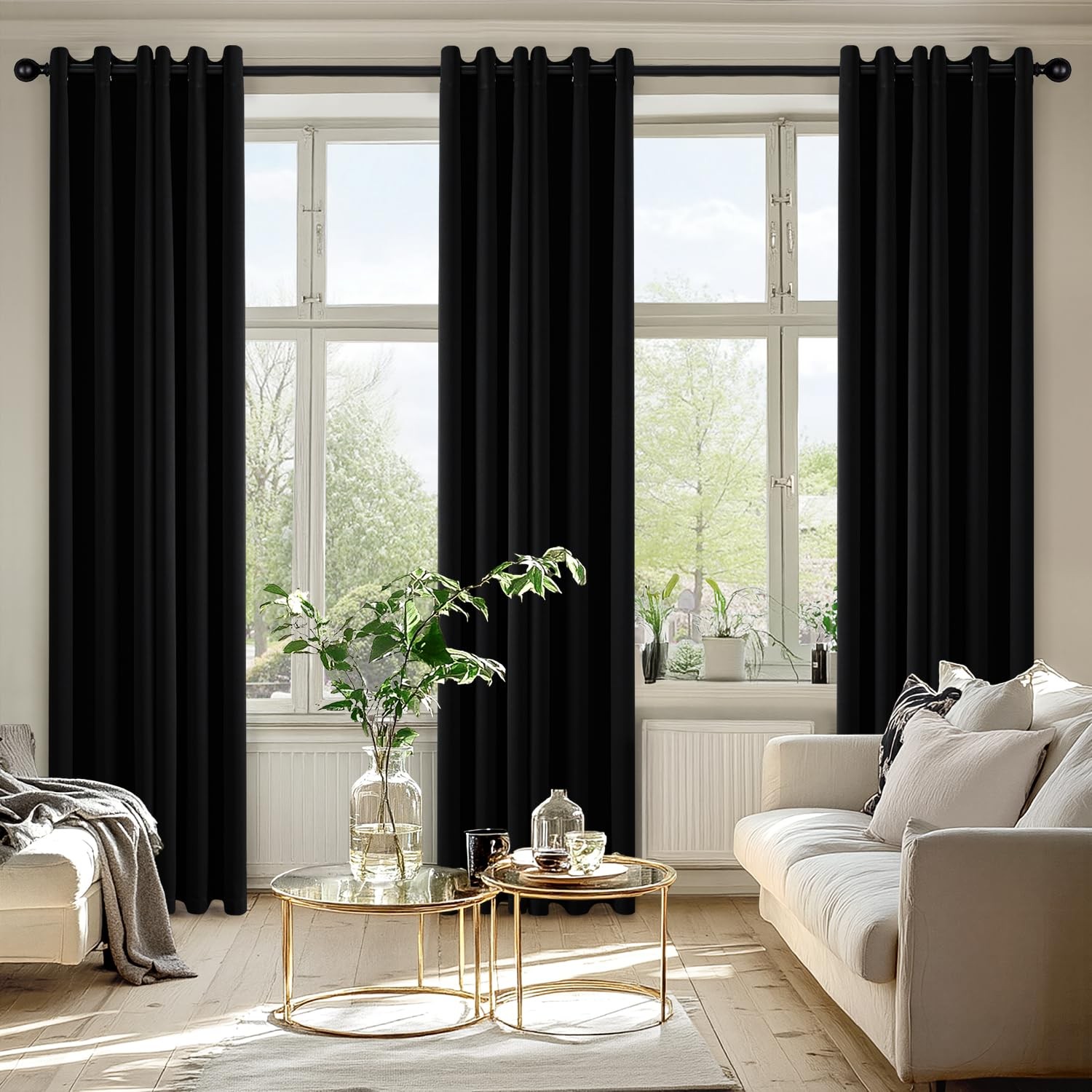 MIULEE Blackout Curtains for Bedroom Living 40″W x 84″L (Pack of 2), Black