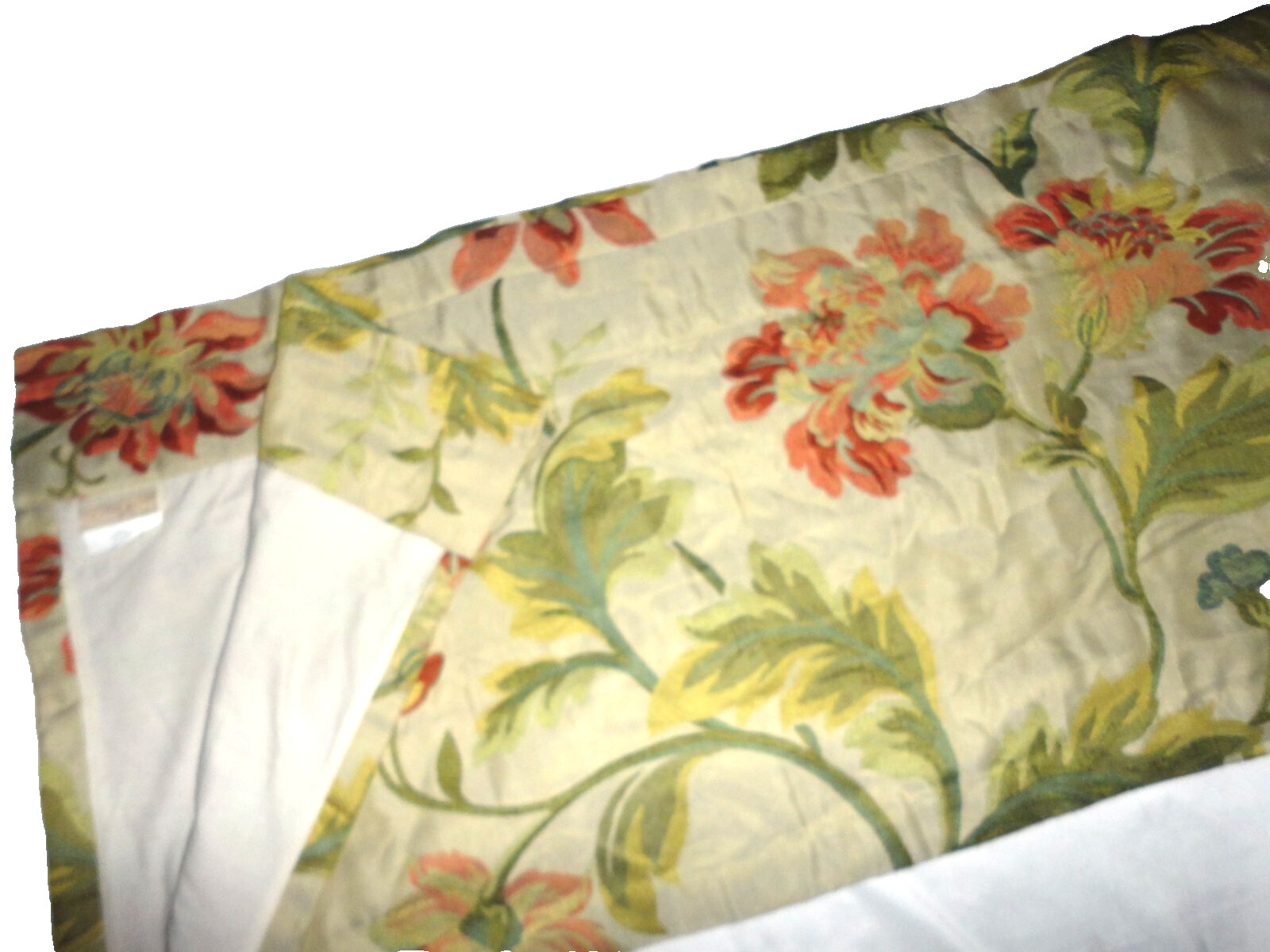ROSE TREE JACOBEAN FLORAL WOVEN GREEN RED (1) LINED TAILORED VALANCE 17X76