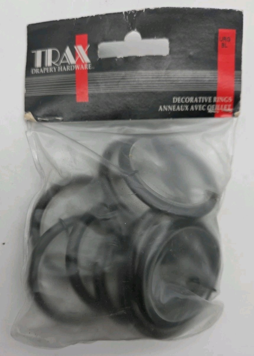 TRAX Drapery Decorative Rings Black URG BL Inside 1.5″ Outside 1.97″ 10 Pack