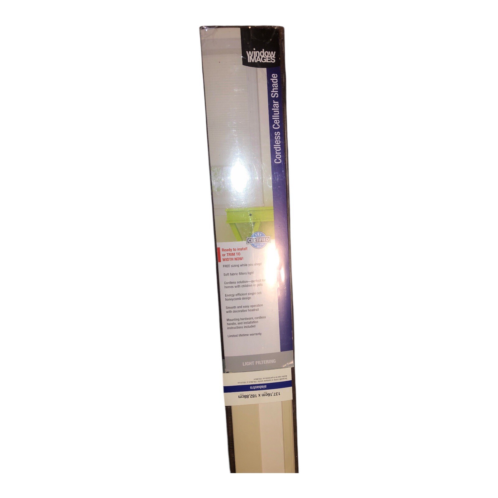White Cellular Blinds | Radiance Cordless Light Filtering 54 W x 72 L Off-White