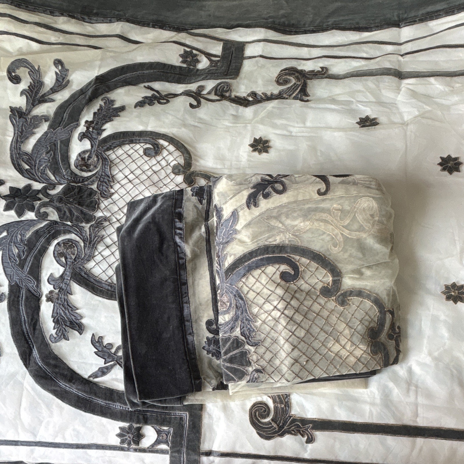 2 Callisto Home Embroidered Velvet Damask Curtains, Rectangle, 55 in x 108 in