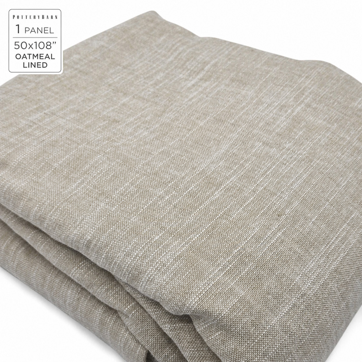 Pottery Barn Emery Lined Curtain Oatmeal 50×108 Linen Cotton 1 Panel
