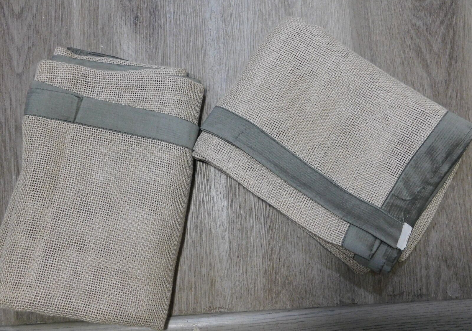 NWOT 2 WEST ELM 100% Linen with Silk Border Curtains panels 42″x64″