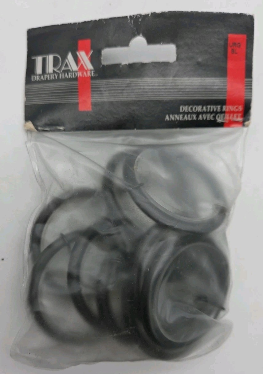 TRAX Drapery Decorative Rings Black URG BL Inside 1.5″ Outside 1.97″ 10 Pack