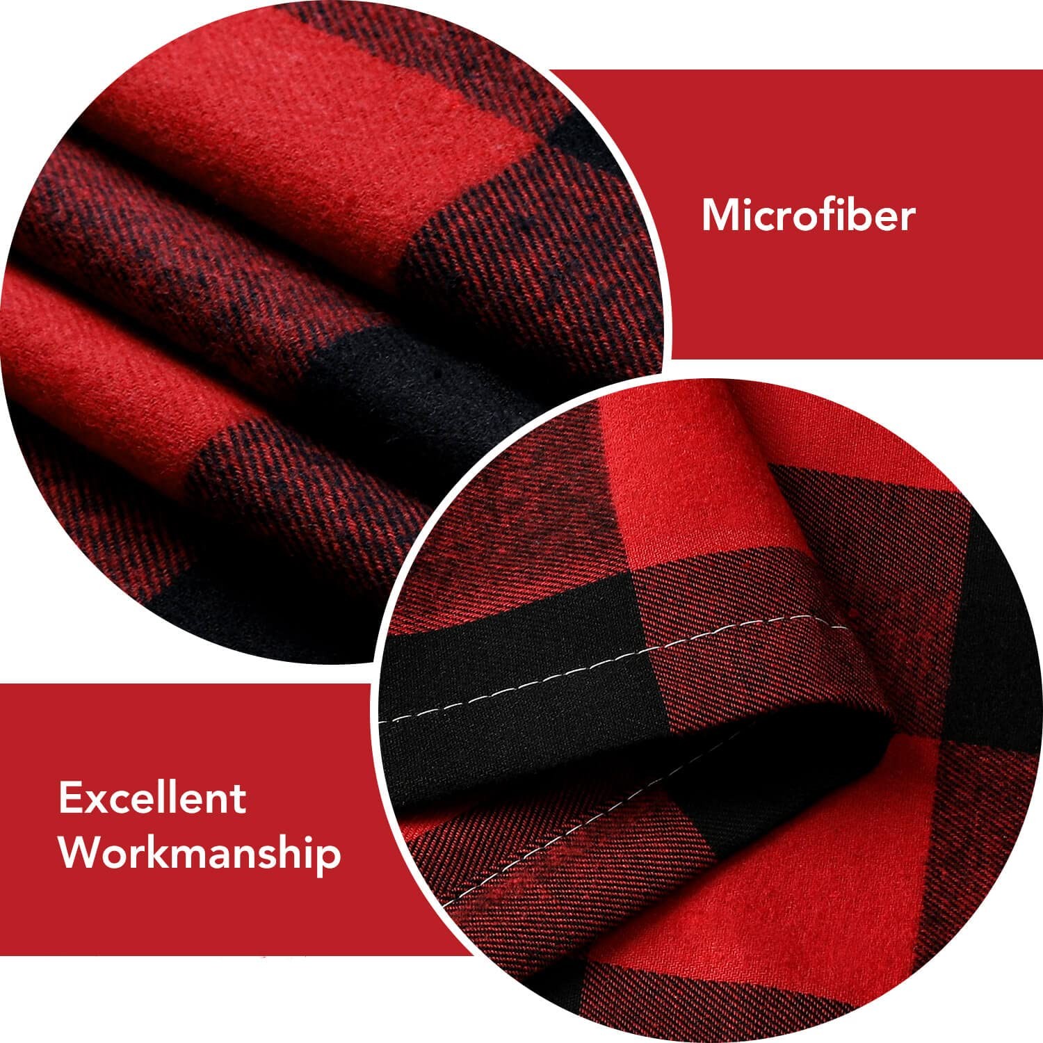 Christmas Red Buffalo Check Curtains 63 Inches 2 Panels, Red and Black Plaid Lig