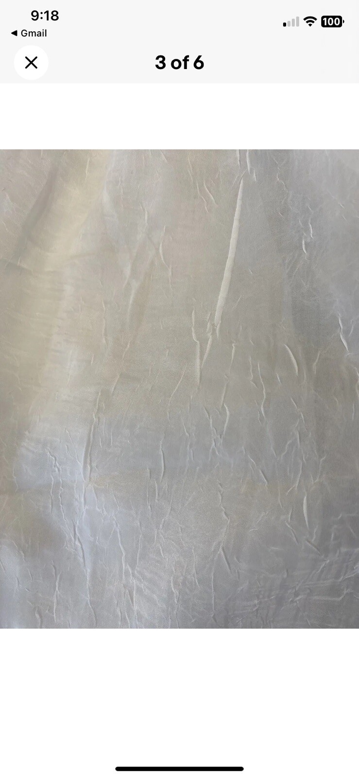 New No Pkg. Rod Pocket Sheer Window Panel (1) White 52″ x 108″ Crinkle Pattern