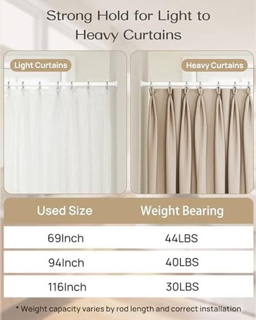 Heavy Duty Tension Curtain Rod by , 42 to 123 Inches, Anti 42-123 Inches White