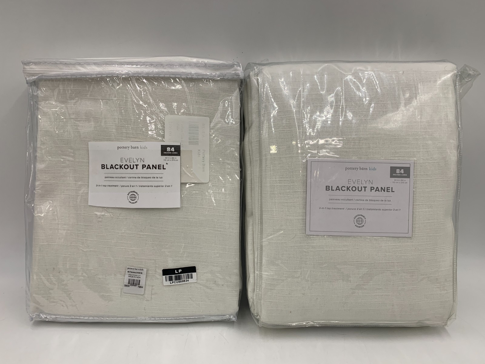 Pottery Barn Kids Evelyn Blackout Drape Panel Curtain S/2 White 44 x 84″ #N258