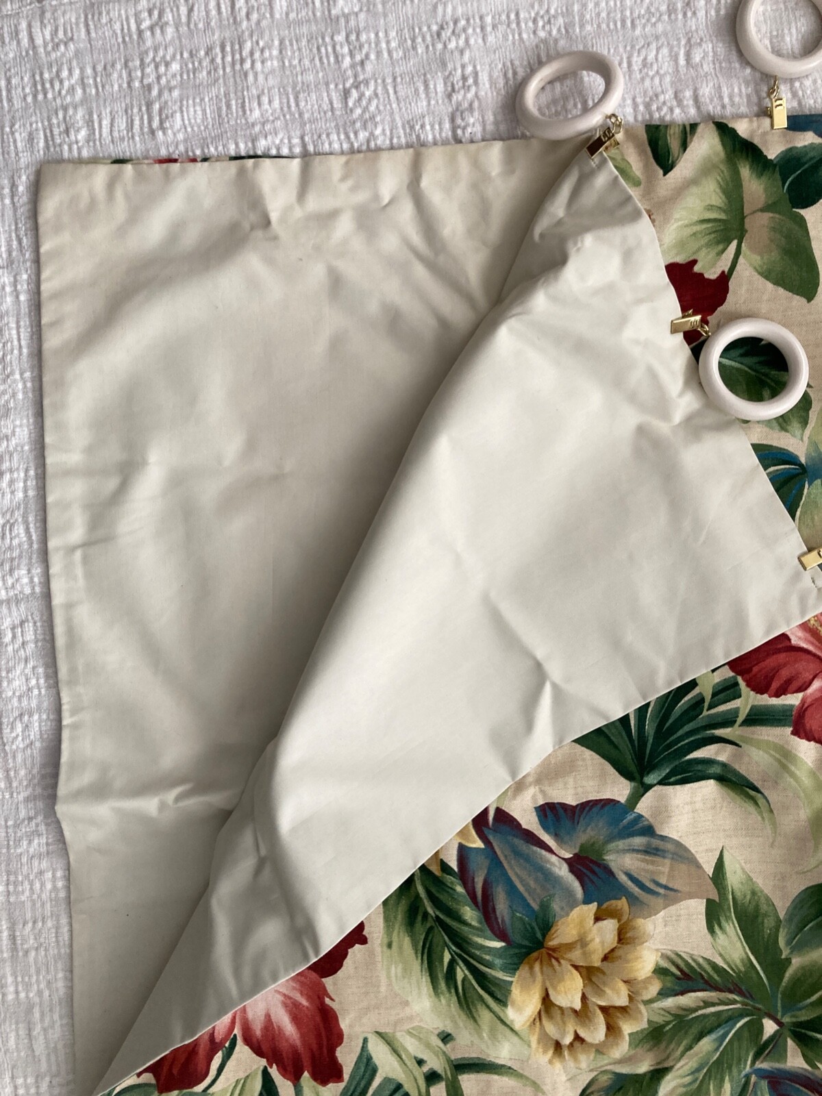 Pair Custom Tropical Botanical Floral Drapery Panels 27 in W X 82 in L