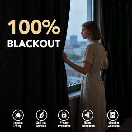 out Curtains 96 Inch Length 2 Panels Set for 52″W x 96″L (Pack of 2) Black