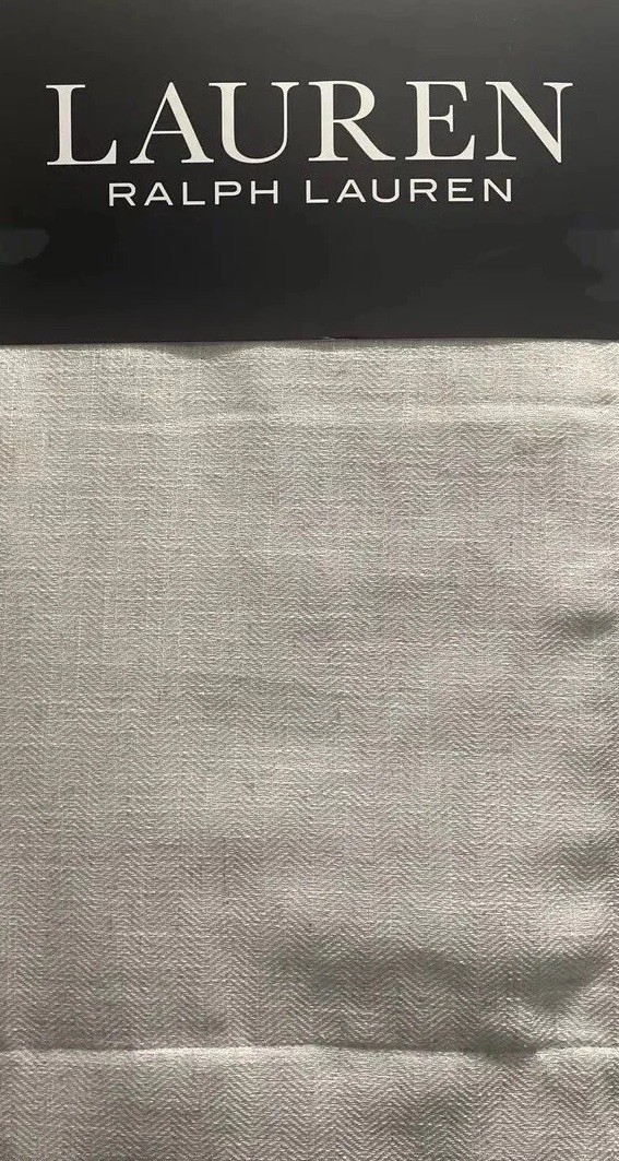 Ralph Lauren 2 Curtain Window Panels HERRINGBONE BLACKOUT Natural Linen 52 x 84”
